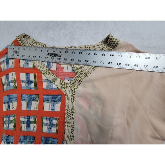 Vanessa Virginia Womens Mixed Print Sheer Kimono Sleeve Top Blouse Medium Multi - Picture 6 of 8